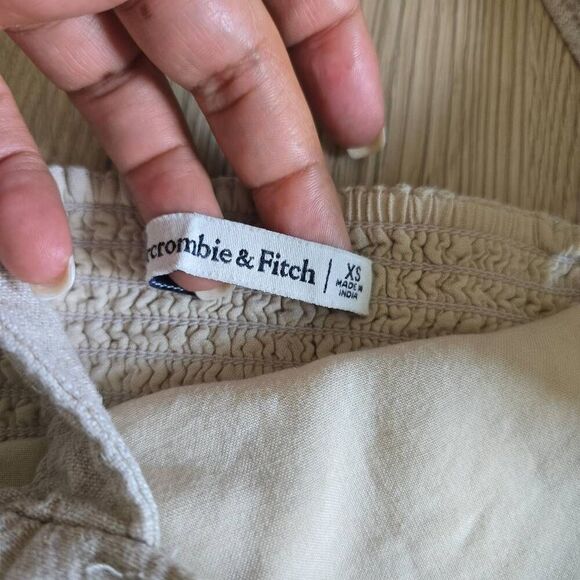 Abercrombie & Fitch Crop Women's XS Khaki Tan Side Zip Linen Blend Strap Halter - Picture 4 of 7